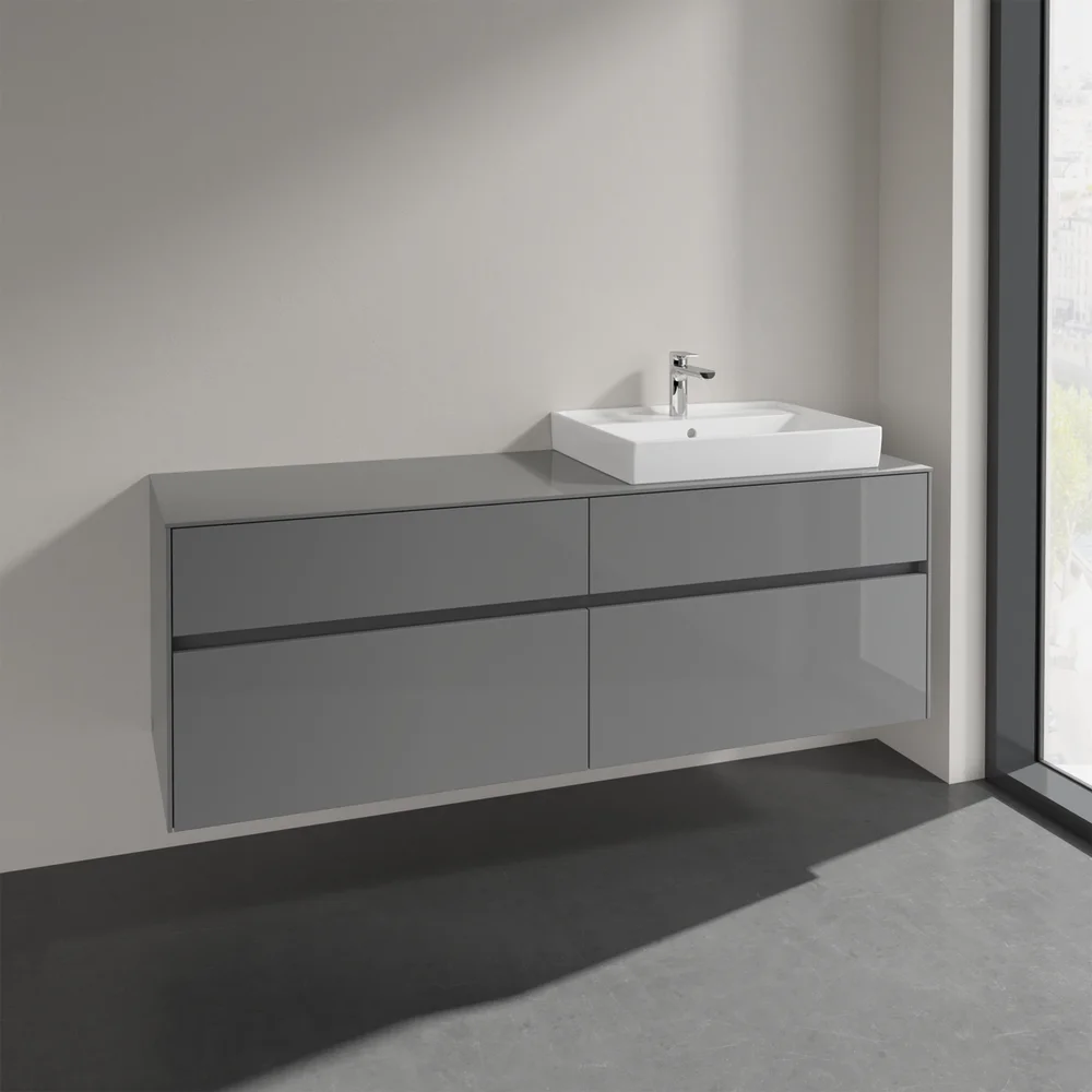 VILLEROY & BOCH COLLARO SERVANTSKAP 160 FOR SERVANT HØYRE 60 CM M/4 SKUFFER GRÅ HØYGLANS v:1233571