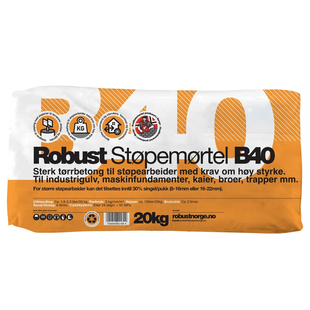 ROBUST STØPEMØRTEL B40 20KG v:5428325 ROBUST STØPEMØRTEL B40 20KG v:5428325