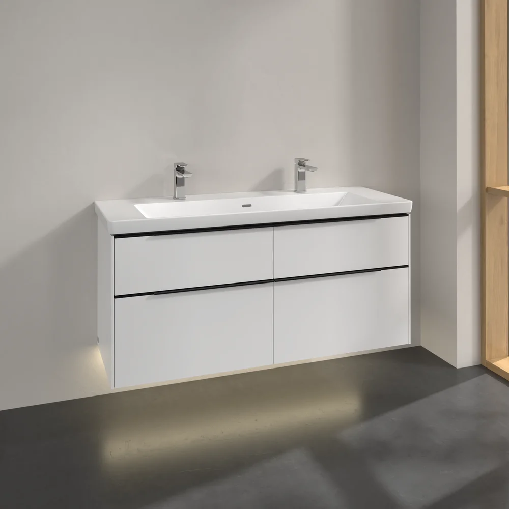 V&B SUBWAY 3.0 SERVANTSKAP 127X57 BRILLIANT WHITE M/LYS HÅNDTAK I VOLCANO BLACK v:2805981