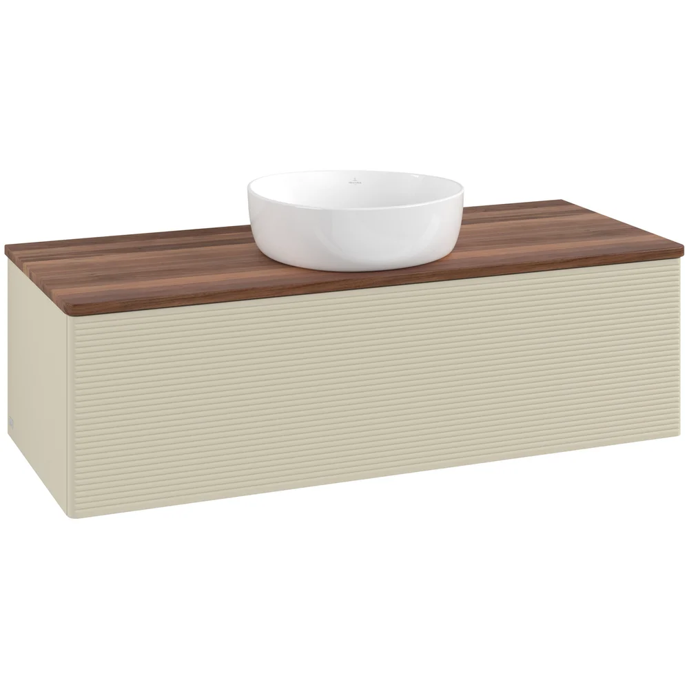 V&B ANTAO SERVANTSKAP 1 SKUFF RILLET 1200X360X500 U/KRANHULL SILKEGRÅ/VALNØTT v:1585181