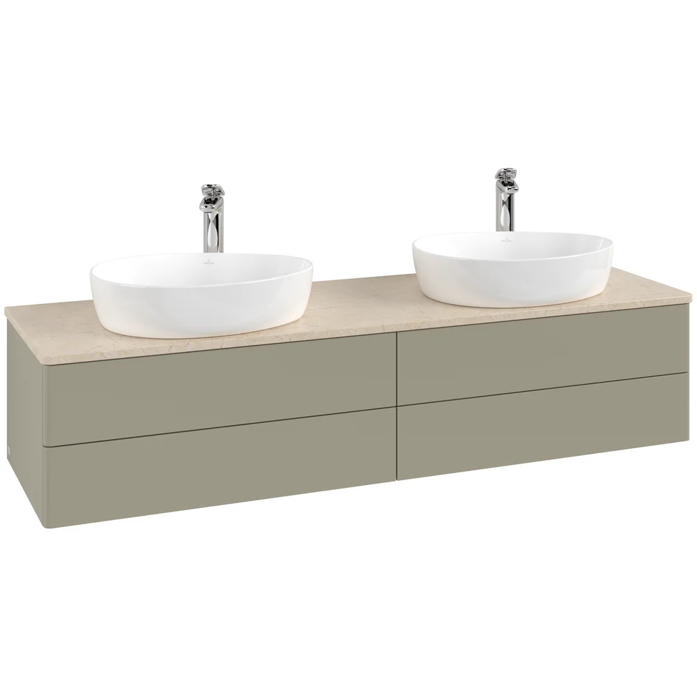 V&B ANTAO SERVANTSKAP 4 SKUFFER GLATT 1600X360X500 FOR 2 SERV. M/KRANHULL STENGRÅ/CRÉME v:4300008