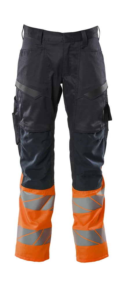 Bukse marine/ora 82c56 19679 hi-vis med knelommer stretchpanel v:1086978 Bukse marine/ora 82c56 19679 hi-vis med knelommer stretchpanel v:1086978