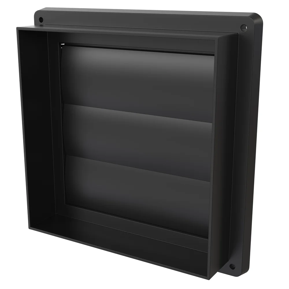 Lamellventil sort plast 180×180 mm v:6626457 Lamellventil sort plast 180×180 mm v:6626457