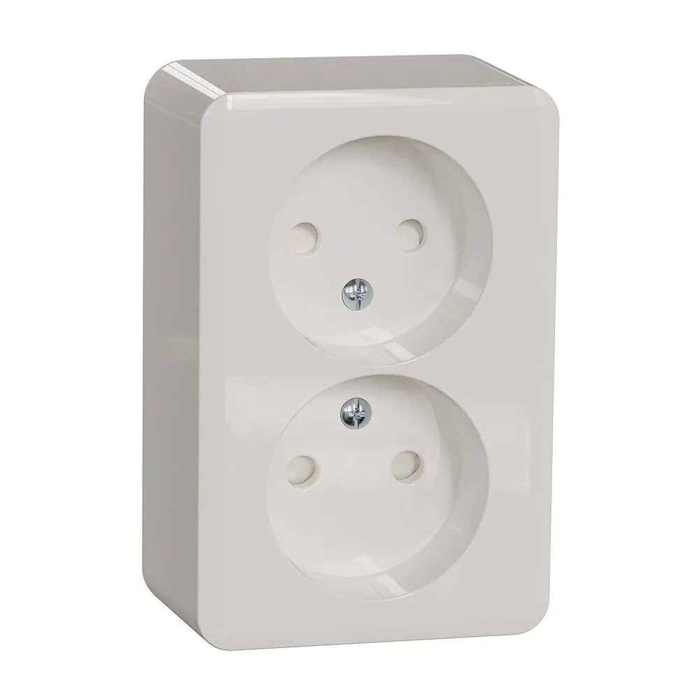 Schneider Electric Veggdok Exxact, utenpåliggende, uten jord, hurtigtilkobling, hvit. v:4096517