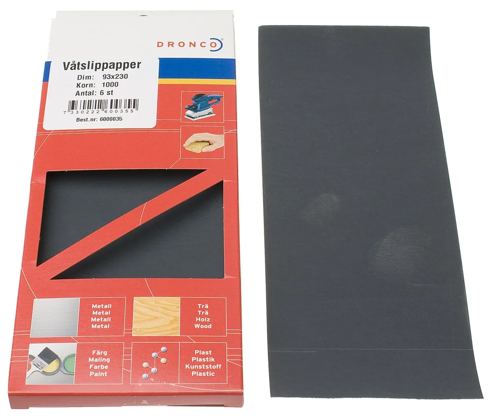 Dronco Våtslipeark, 93×230 mm, 6-pak v:9359767 Dronco Våtslipeark, 93×230 mm, 6-pak v:9359767
