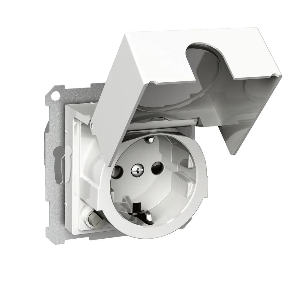 Schneider Electric Veggjktak, Exxact, 1-veis, jordat, innfelt, jordfeilbryter, hvit. v:7281086