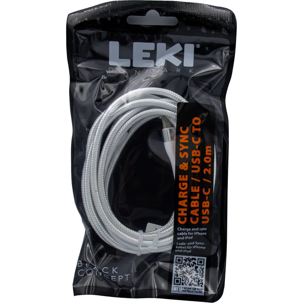 LEKI DENMARK BRAIDED WHITE CABLE USB-C TO USB-C 2.0 M v:8316837