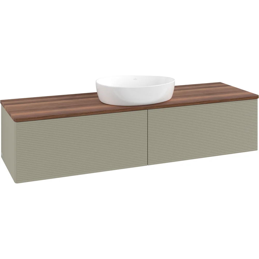 V&B ANTAO SERVANTSKAP 2 SKUFFER RILLET 1600X360X500 U/KRANHULL STENGRÅ/VALNØTT v:5258189