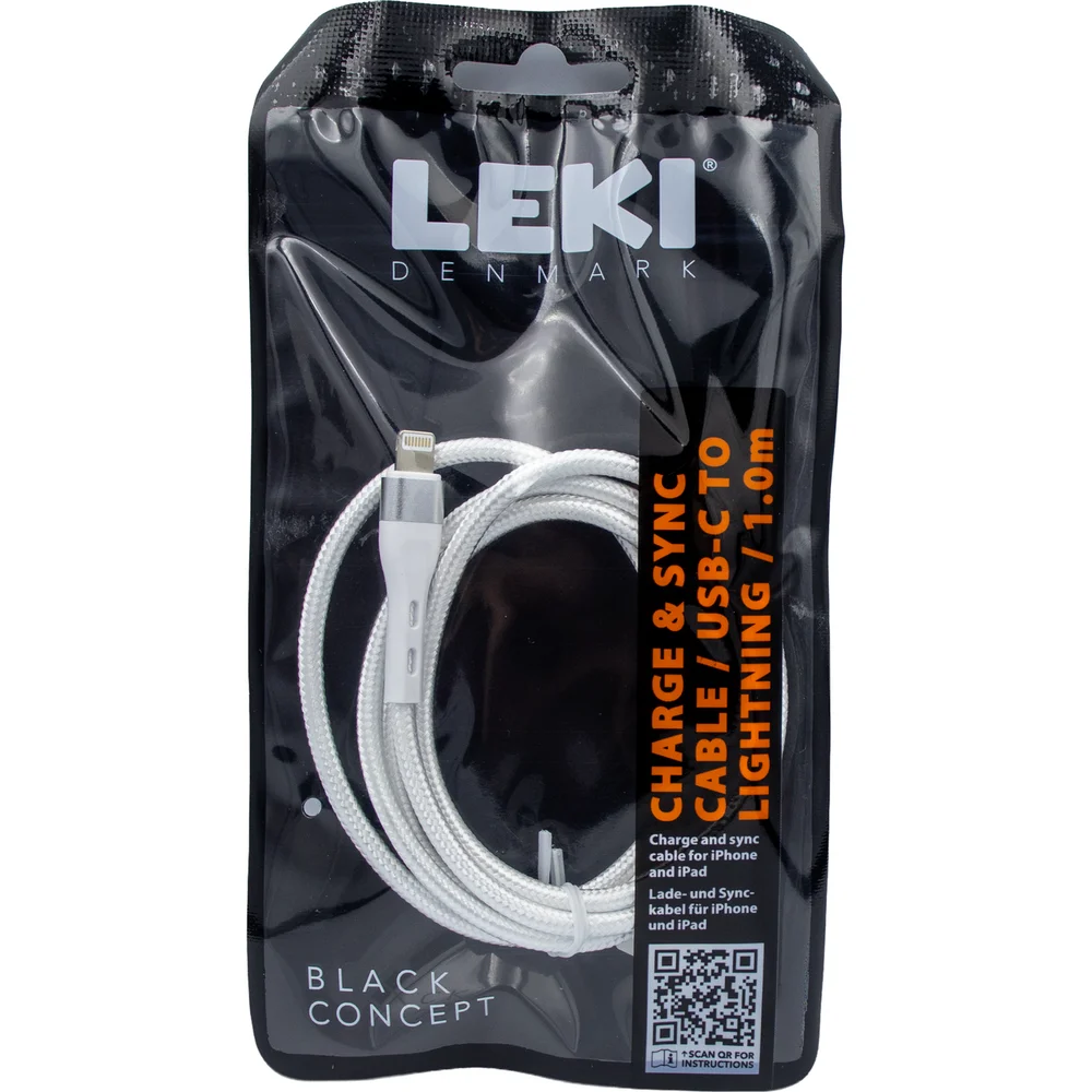 LEKI DENMARK BRAIDED WHITE CABLE USB-C TO LIGHTNING 1.0 M v:4254132