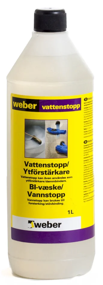 Weber bi-væske/vannstopp 1ltr tilsetningsstoff/overflateforsterke v:8165773 Weber bi-væske/vannstopp 1ltr tilsetningsstoff/overflateforsterke v:8165773
