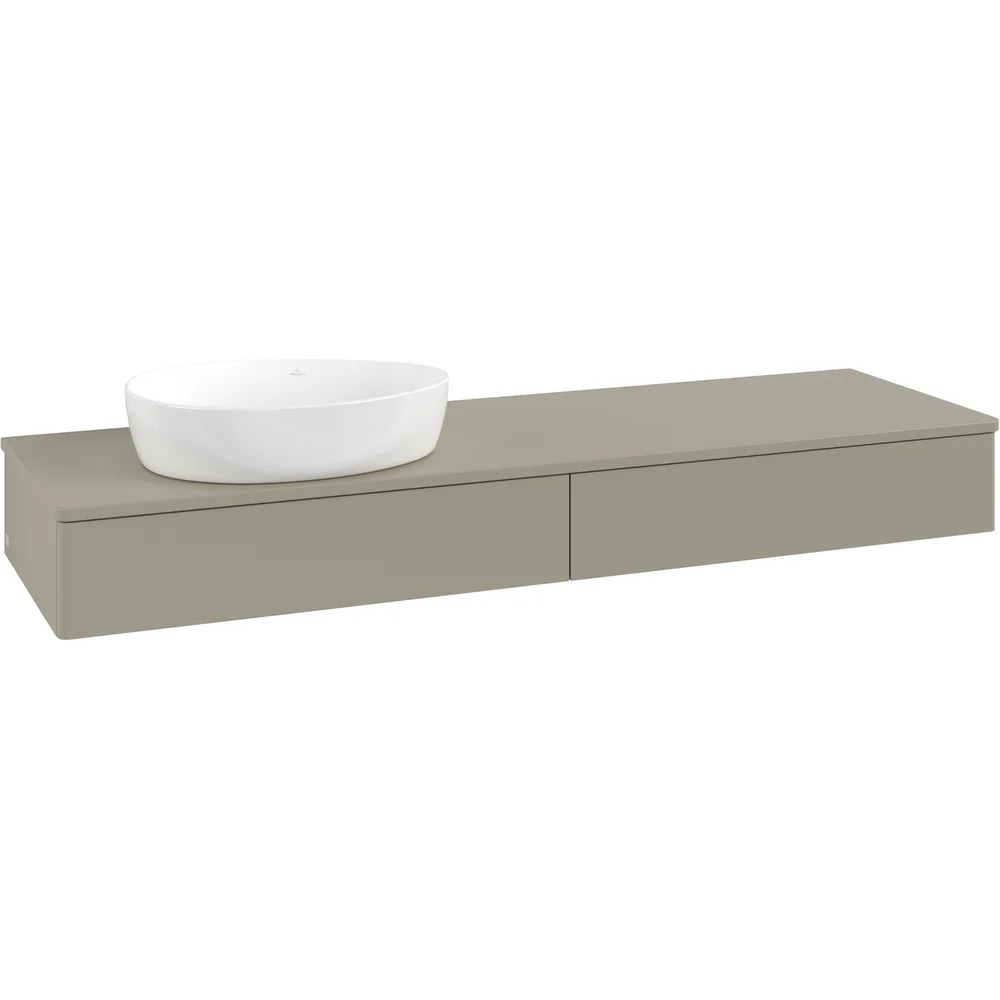 V&B ANTAO SERVANTSKAP 2 SKUFFER GLATT 1600X190X500 VENSTRE M/KRANHULL M/LYS STENGRÅ v:9652424