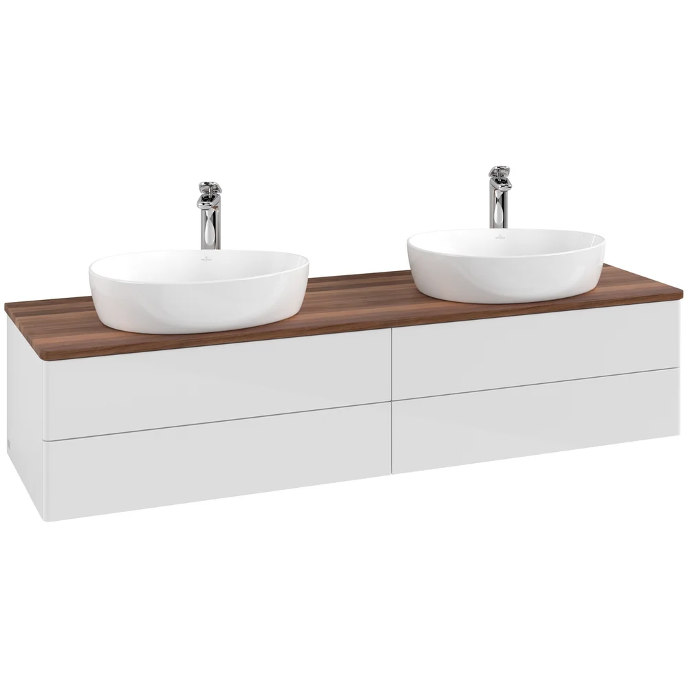 V&B ANTAO SERVANTSKAP 4 SKUFFER GLATT 1600X360X500 FOR 2 SERV. M/KRANHULL HVIT/VALNØTT v:4983286