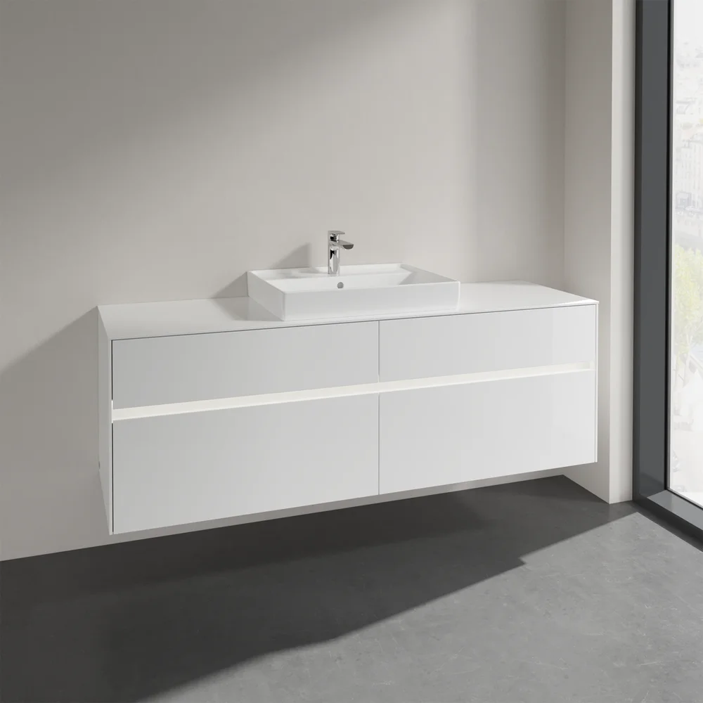 VILLEROY & BOCH COLLARO SERVANTSKAP 160 M/LYS FOR SERVANT MIDT 60 CM M/4 SKUFFER HVIT HØYGLANS v:7910186