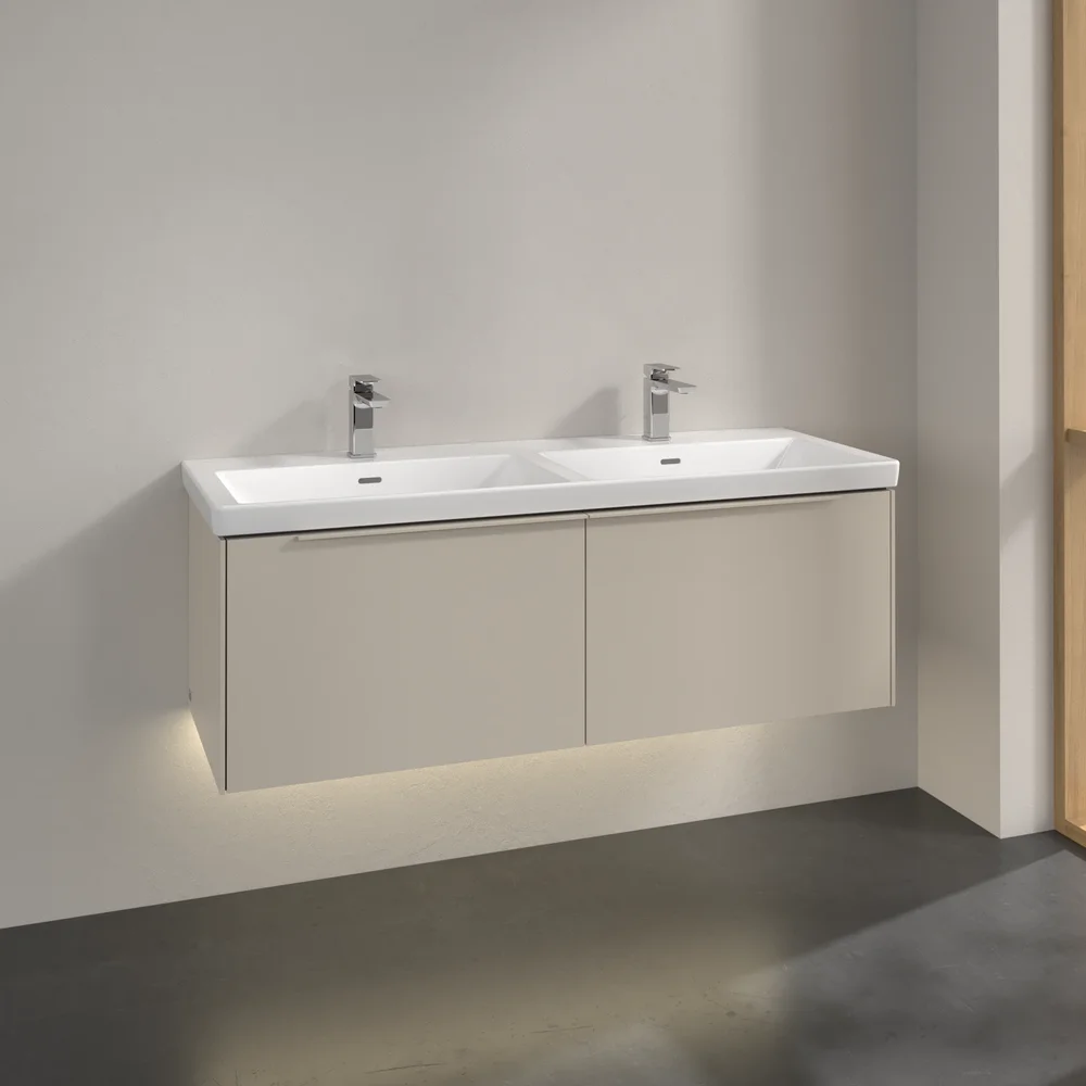V&B SUBWAY 3.0 SERVANTSKAP 127X42 F/DOBBEL SERVANT CASHMERE GREY M/LYS HÅNDTAK I MØBELETS FARGE v:2861774