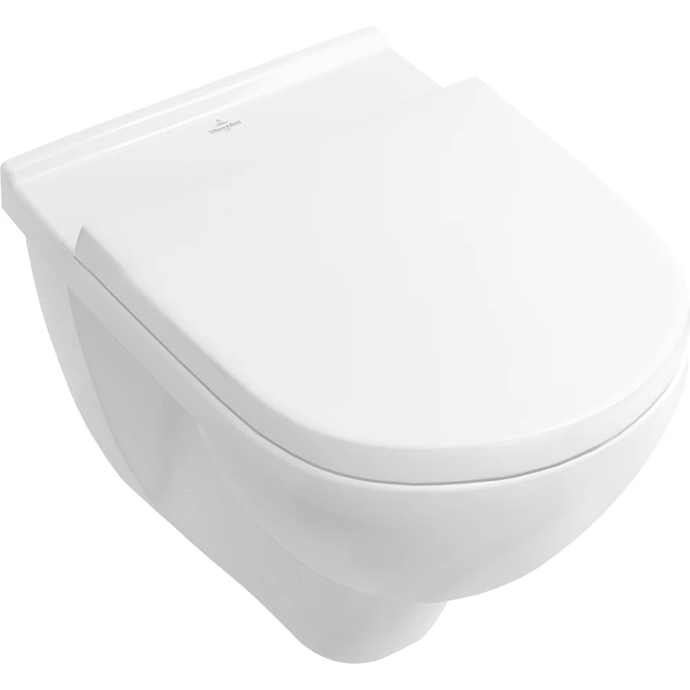 VILLEROY & BOCH O.NOVO VEGGSKÅL M/TOALETTSETE OG ÅPEN SPYLEKANT, HVIT ALPIN v:6247438