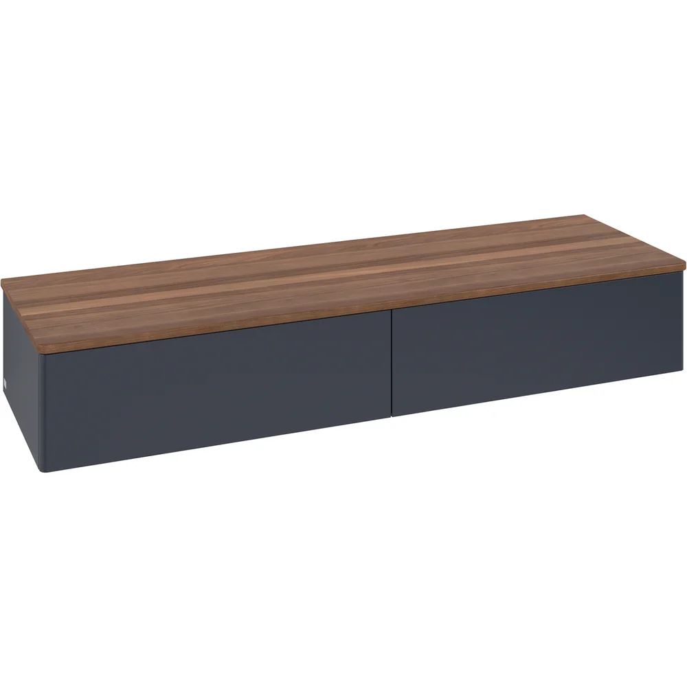 V&B ANTAO SIDESKAP 2 SKUFFER GLATT 1600X268X500 BLÅ/VALNØTT v:2240819