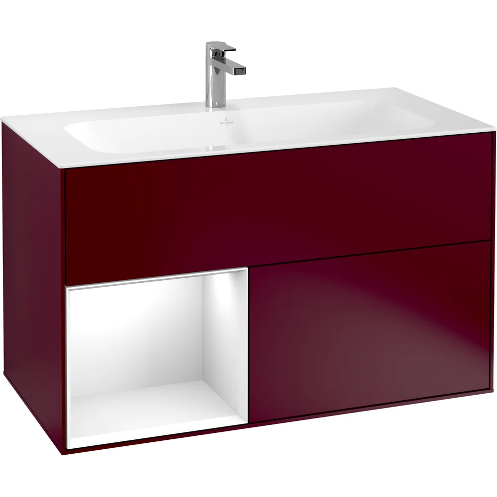 V&B FINION SERVANTSKAP 100 PEON MATT LAKK EMOTION-LYS, VENSTRESTILT HVIT HYLLE v:5943471