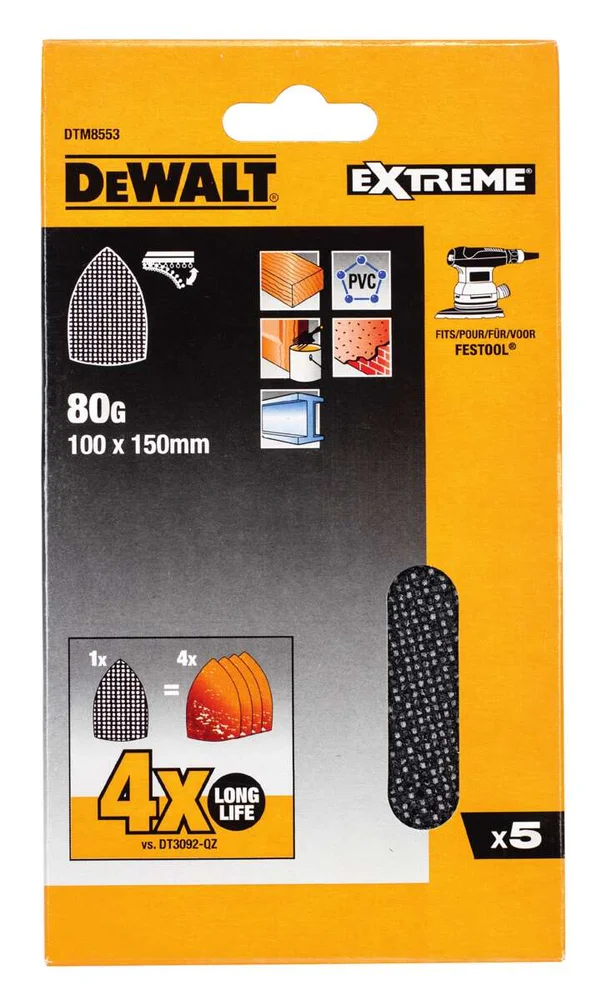 DeWalt DTM8553 slipepapir Mesh 5-pk v:7034175