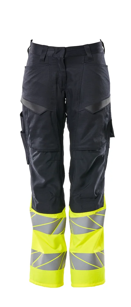 Bukse dame marine/gul 82c40 19678 hi-vis med knelommer stretchpanel v:9158297 Bukse dame marine/gul 82c40 19678 hi-vis med knelommer stretchpanel v:9158297