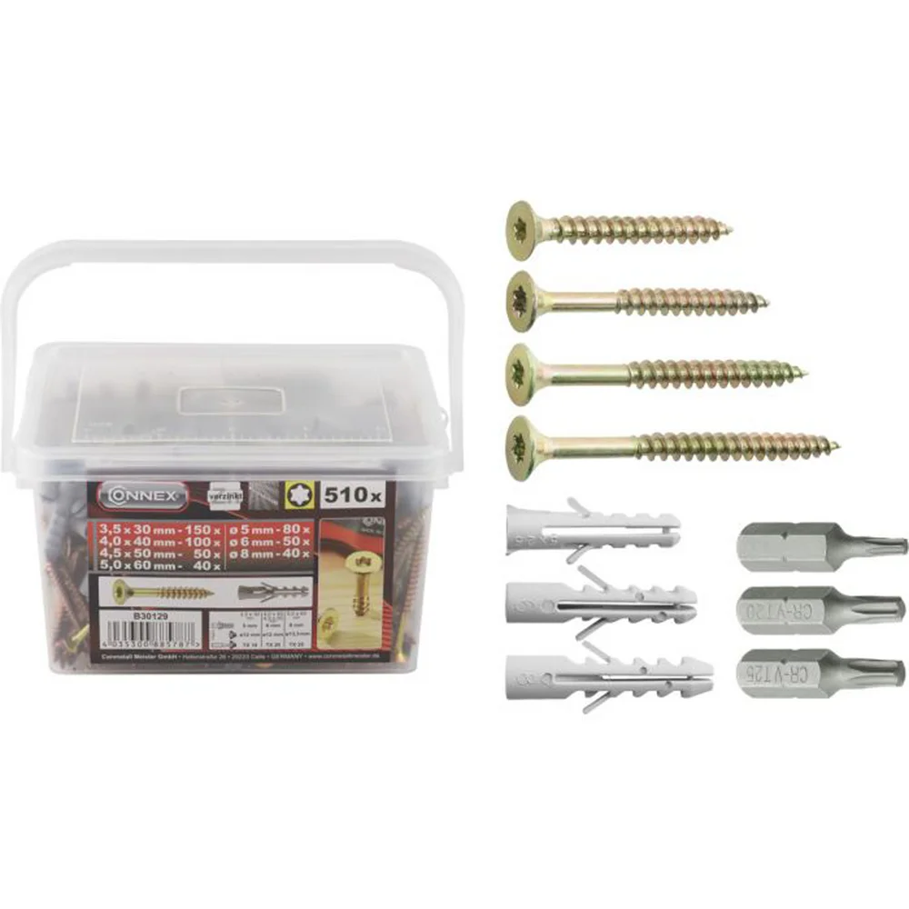 CONNEX SKRUER M/ RAWPLUGS & BITS 510 STK v:8015353 CONNEX SKRUER M/ RAWPLUGS & BITS 510 STK v:8015353