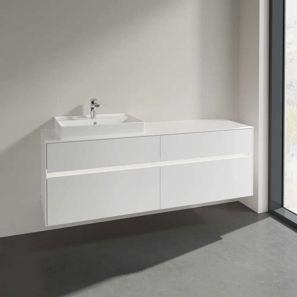 VILLEROY & BOCH COLLARO SERVANTSKAP 160 M/LYS FOR SERVANT VENSTRE 60 CM M/4 SKUFFER HVIT HØYGLANS v:4314558