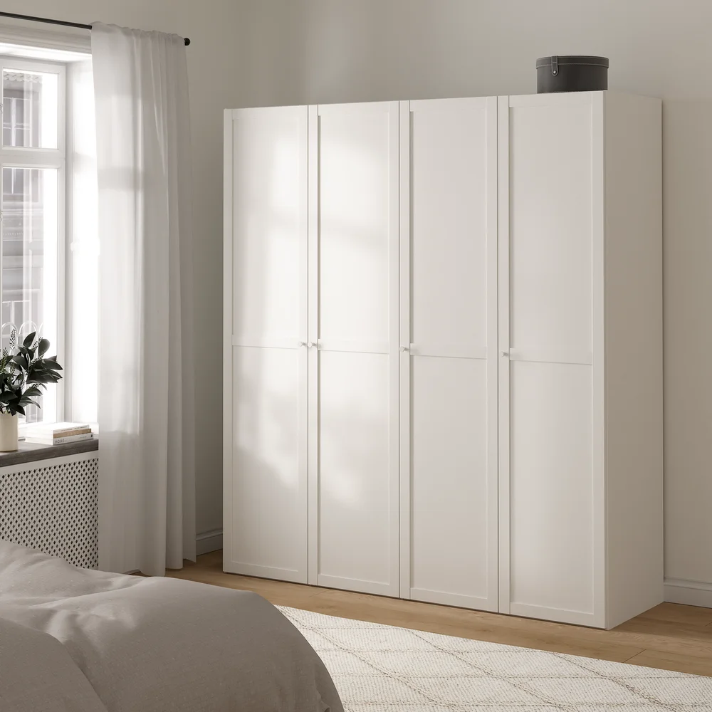 LIND NEST GARDEROBESKAP 200X220X60CM HVIT MED RAMME v:7690294