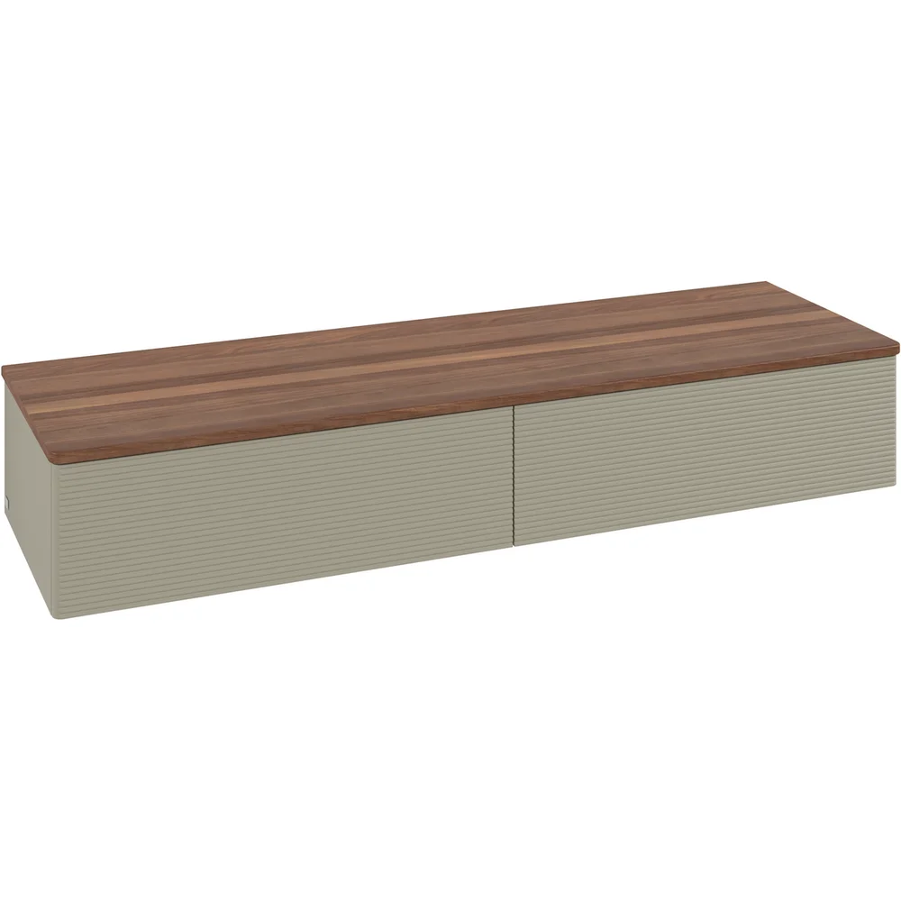 V&B ANTAO SIDESKAP 2 SKUFFER RILLET 1600X268X500 STENGRÅ/VALNØTT v:9024014
