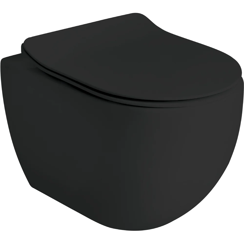 LAVABO GLOMP MINI RIMLESS VEGGHENGT TOALETT M/SOFTCLOSE TOALETTSETE MATT SORT v:3817692