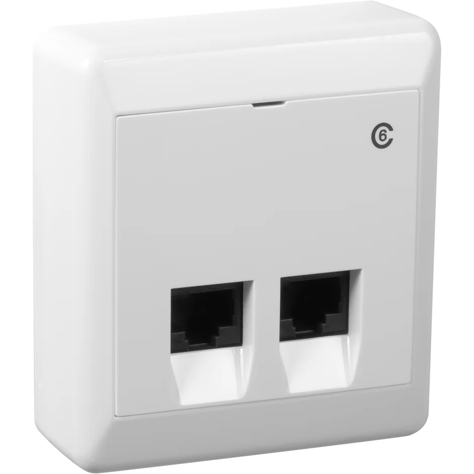 ELKO MODULARKONTAKT KAT.6 2X8 PÅVEGG RS16 HVIT v:4628306