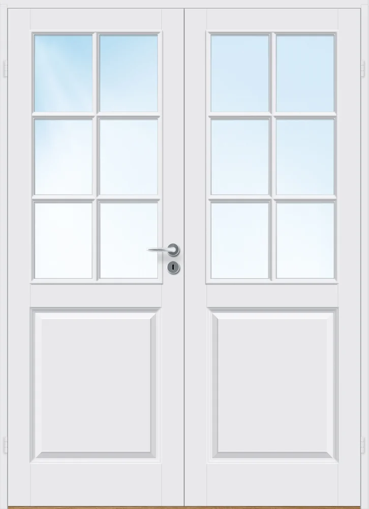 Dobbel innerdør 153×210 Kari halvglass hvit v:9946034