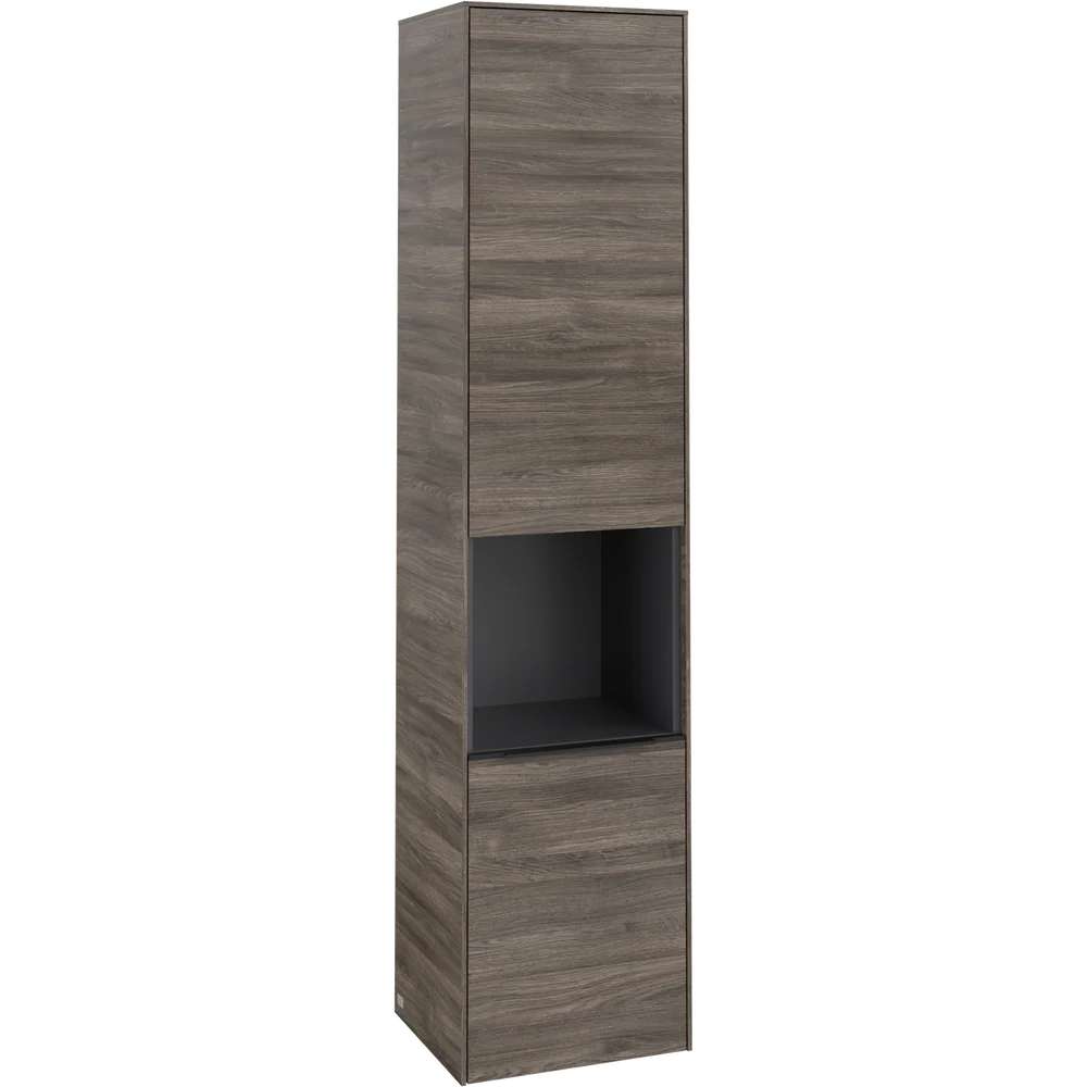 V&B SUBWAY 3.0 HØYSKAP 40X171 VENSTRE 2 DØRER & HYLLE STONE OAK HÅNDTAK I VOLCANO BLACK v:2585819