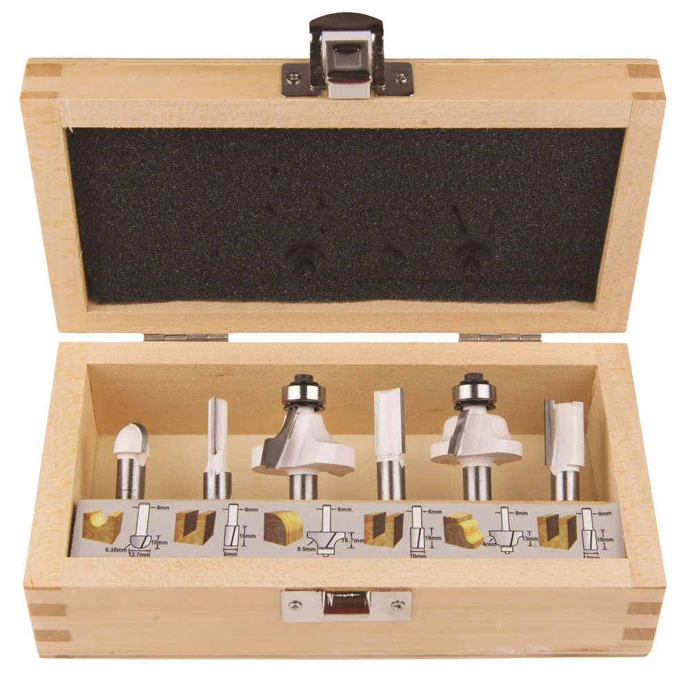 Fresesett d-53540 6-deler til overfres, 8mm tange v:7994856