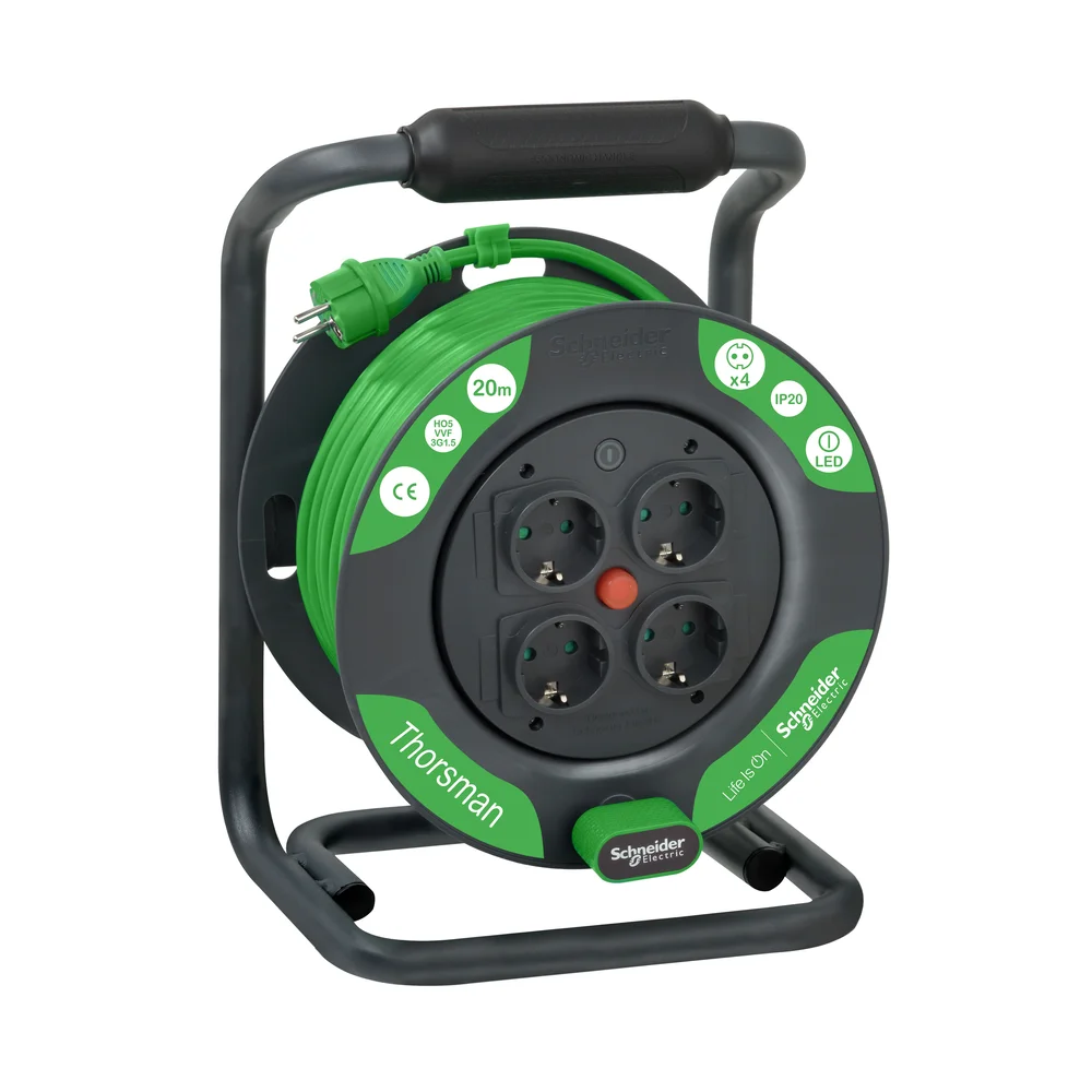 Schneider Electric Kabeltrommel, Thorsman, 25 m, HO7RNF, 3G1.5, IP44, Schuko v:9245256