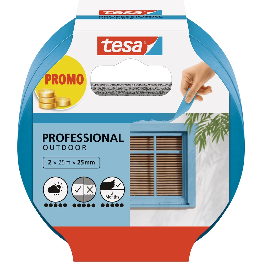 TESA MASKERINGSTAPE PROFESSIONAL OUTDOOR 25M X 25MM 2-PK v:2221114