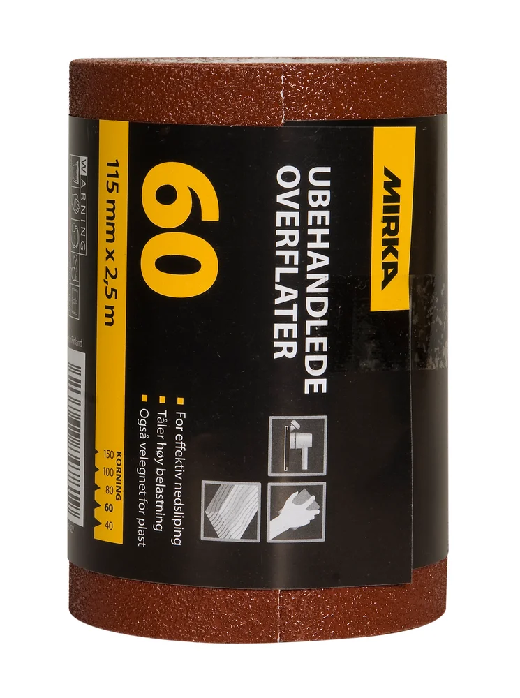 Sliperull Ubehandlede overflater P60 115x2500mm - Mirka v:9006101
