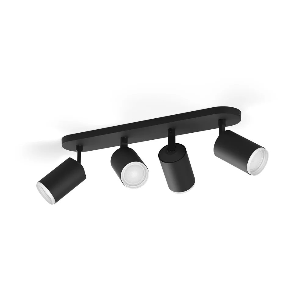 Philips Hue Taklampe spot Fugato HUE, 4×4,2W, svart v:4901646 Philips Hue Taklampe spot Fugato HUE, 4×4,2W, svart v:4901646