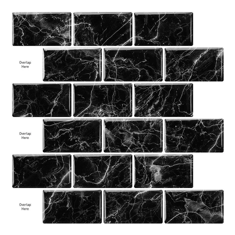 Selvklebende flis, svart marmor V-Form 10 pk. v:4218750 Selvklebende flis, svart marmor V-Form 10 pk. v:4218750
