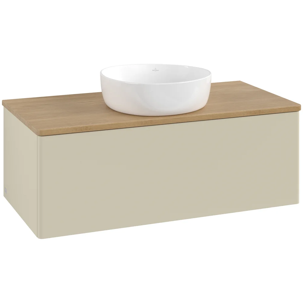 V&B ANTAO SERVANTSKAP 1 SKUFF GLATT 1000X360X500 U/KRANHULL SILKEGRÅ/EIK v:4463240