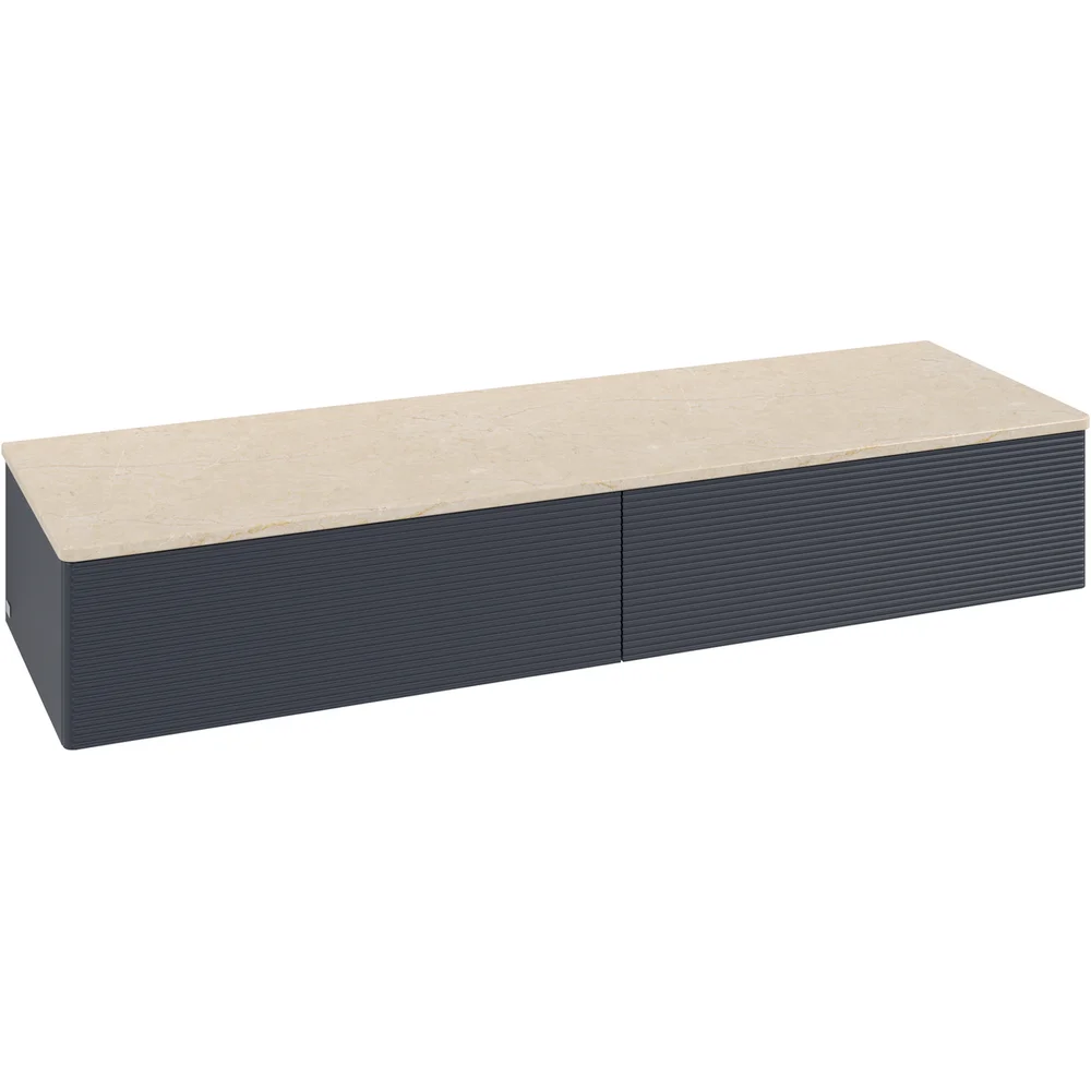 V&B ANTAO SIDESKAP 2 SKUFFER RILLET 1600X268X500 M/LYS BLÅ/CRÉME v:1583301