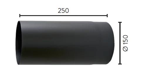 Røykrør rett sort Ø150 mm x 250 mm v:1233844