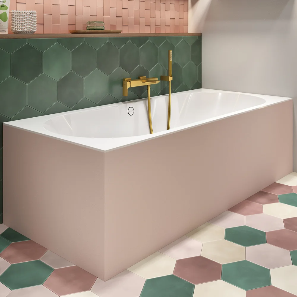 V&B OBERON 2.0 BADEKAR 170X75 FOR INNBYGGING HVIT ALPIN M/AVLØPSSETT I HVIT/KROM v:9412237