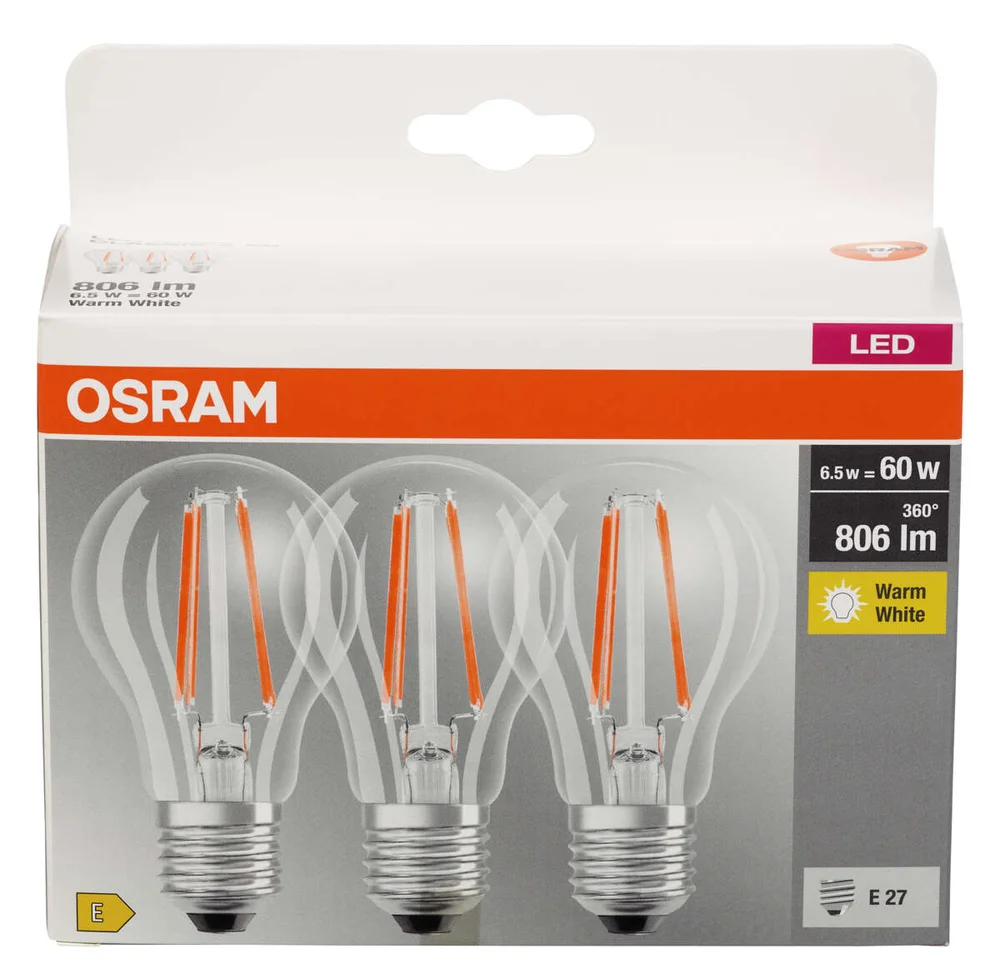 OSRAM classic pære 3pk v:1401785 OSRAM classic pære 3pk v:1401785