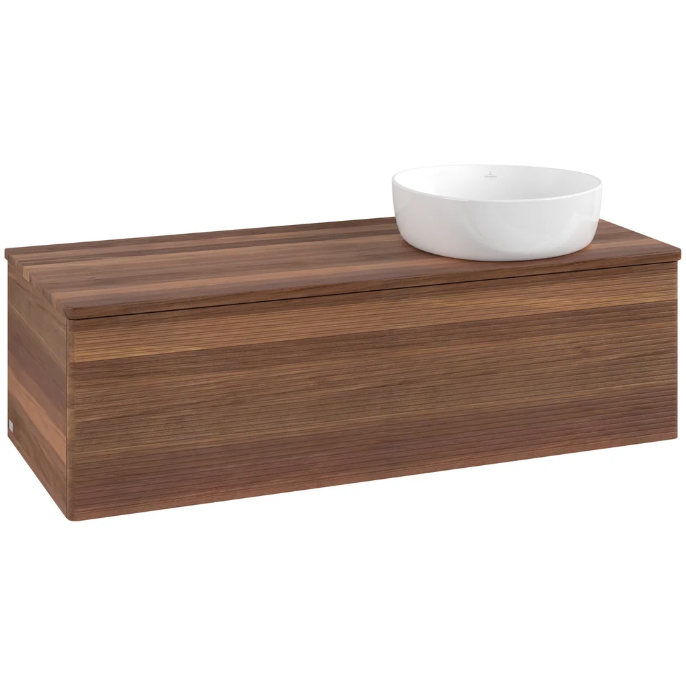 V&B ANTAO SERVANTSKAP 1 SKUFF RILLET 1200X360X500 HØYRE U/KRANHULL VALNØTT/VALNØTT v:9548225