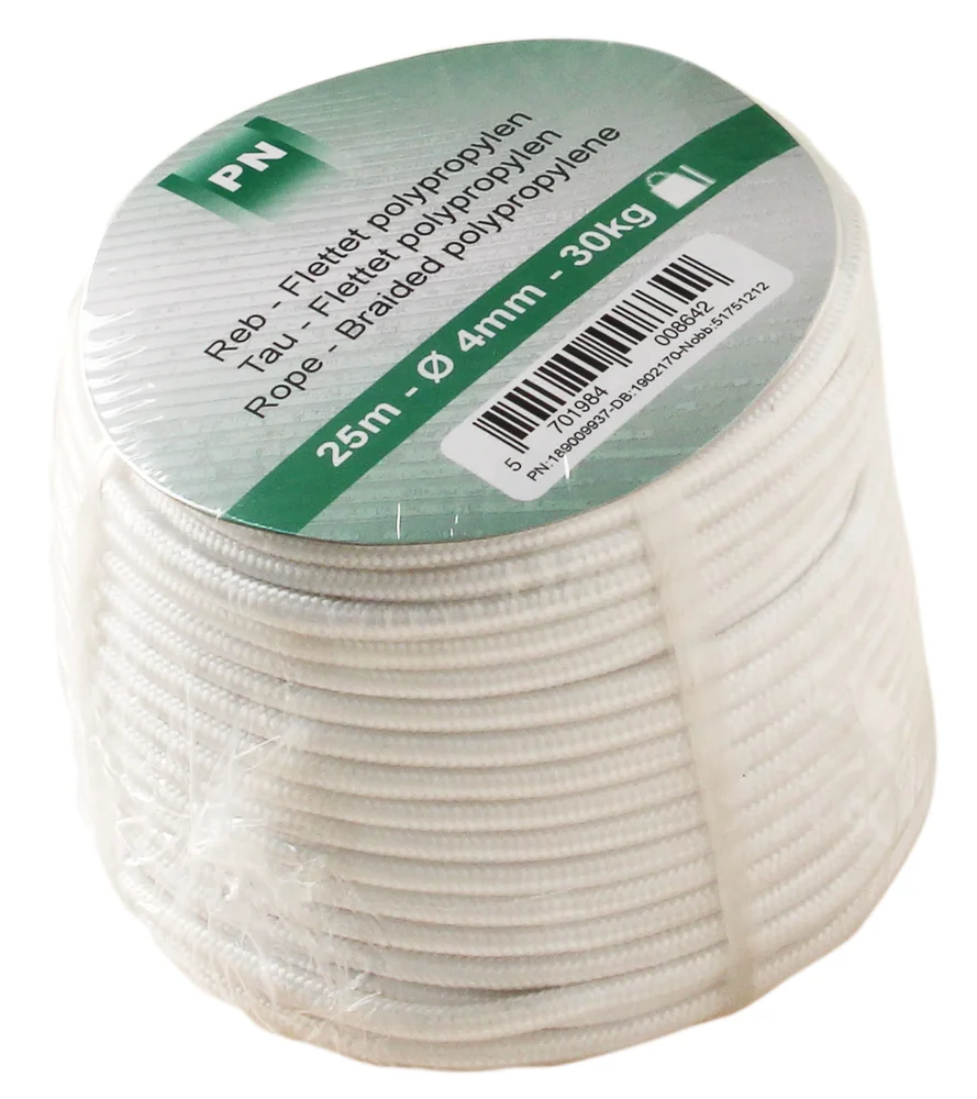Tau flettet ø 4 mm x 25 m polypropylen v:5157652 Tau flettet ø 4 mm x 25 m polypropylen v:5157652