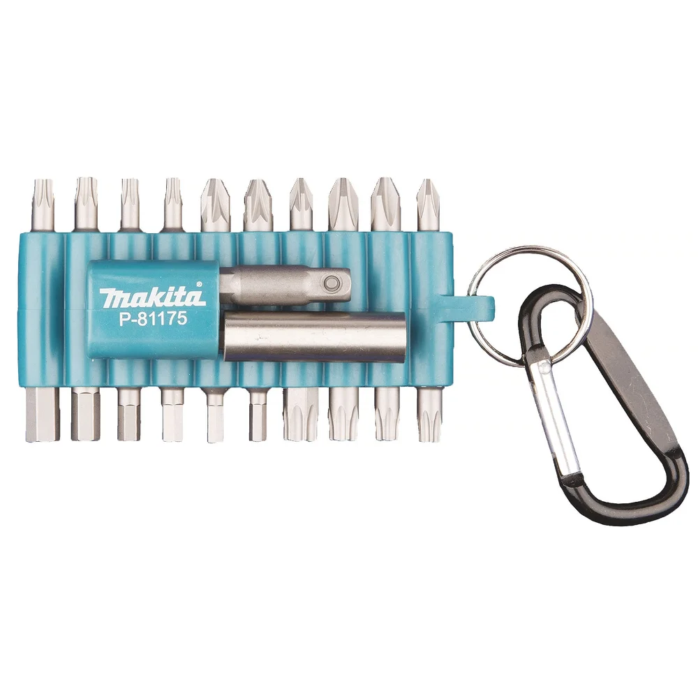 Makita Bitssett P-81175, med karabinhake, 22 deler v:7296336 Makita Bitssett P-81175, med karabinhake, 22 deler v:7296336