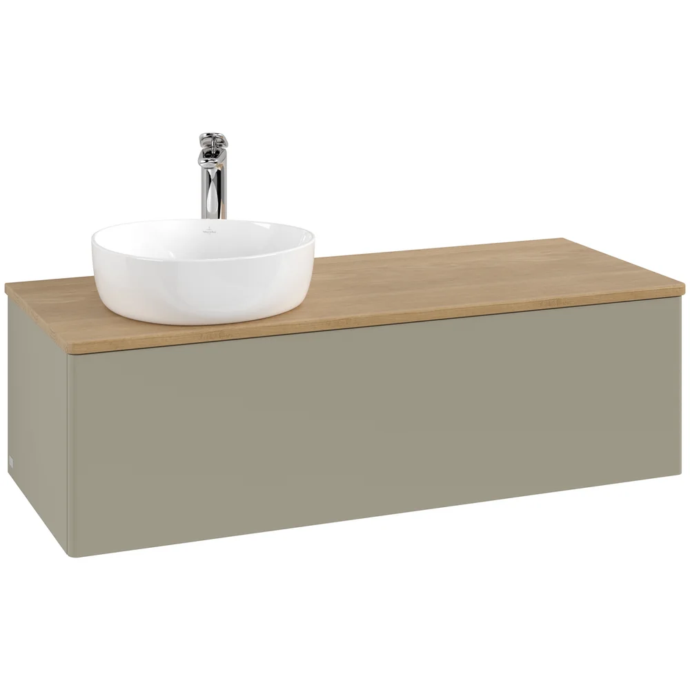 V&B ANTAO SERVANTSKAP 1 SKUFF GLATT 1200X360X500 VENSTRE M/KRANHULL STENGRÅ/EIK v:4959944