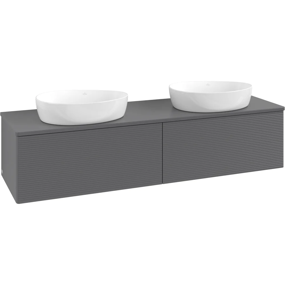 V&B ANTAO SERVANTSKAP 2 SKUFFER RILLET 1600X360X500 FOR 2 SERV. U/KRANHULL M/LYS ANTRASITT v:2722054