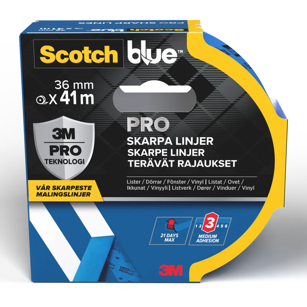 Maskeringstape Pro Sharp lines 41mx36mm Blå - Scotch v:7580835