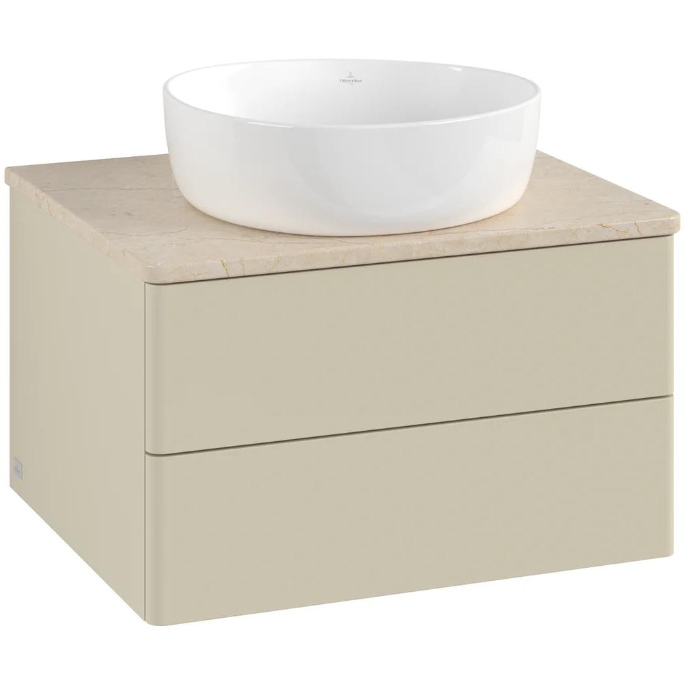 V&B ANTAO SERVANTSKAP 2 SKUFFER GLATT 600X360X500 U/KRANHULL SILKEGRÅ/CRÉME v:7877160