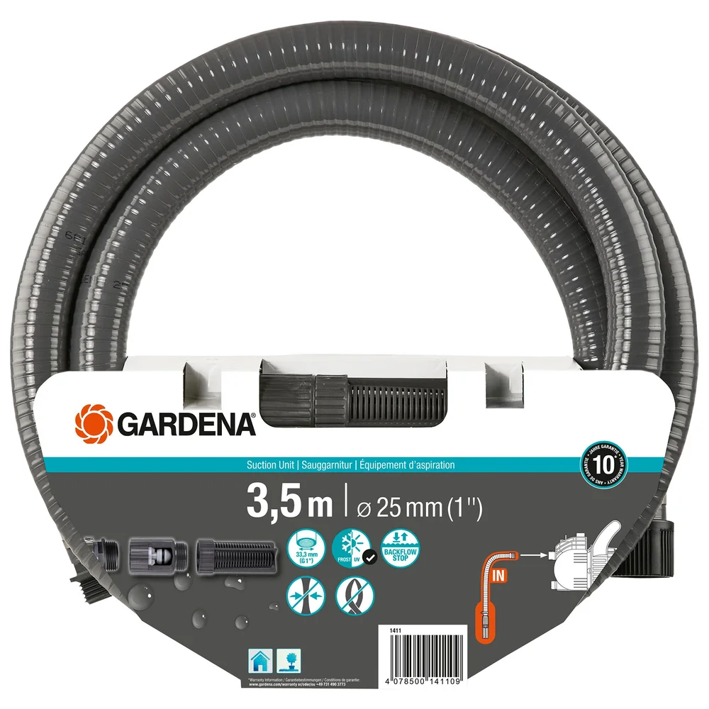 Gardena SugePVC-slang med sugefilter & tilbakeslagventil, (1") 3,5 m, klar for tilkobling v:1313736